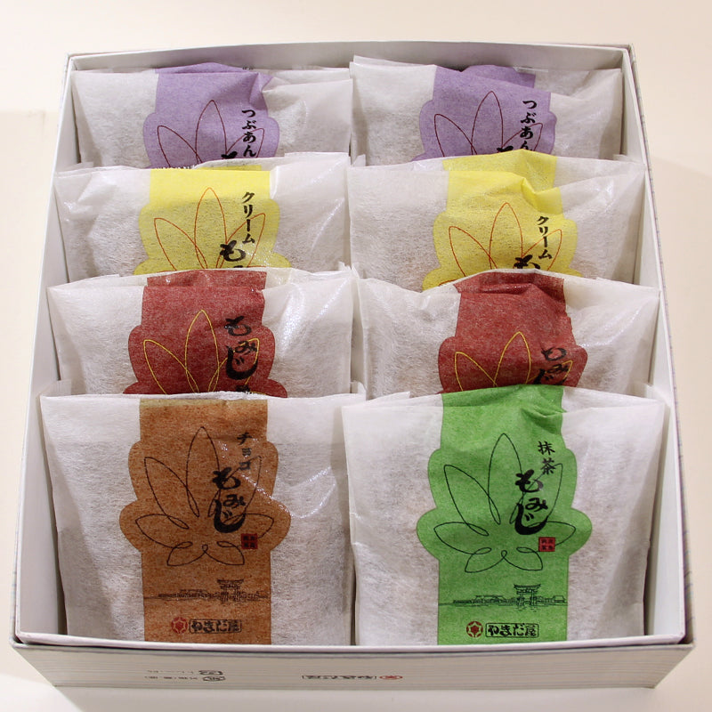 もみじファミリー8入 五種(こし・粒・クリーム・チョコ・抹茶)